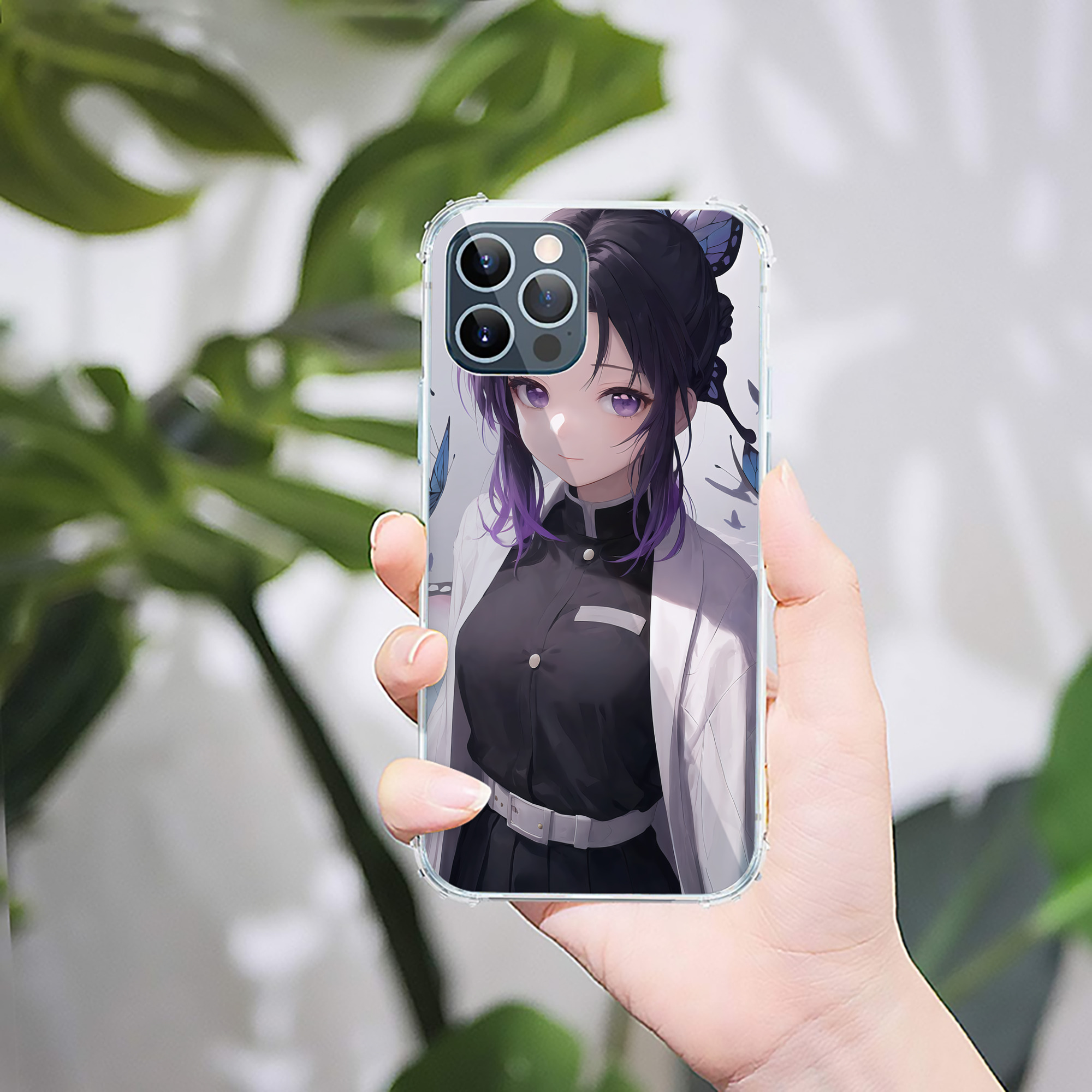 （画像用） 鬼滅の刃（きめつのやいば）蟲柱-胡蝶 しのぶ／こちょう しのぶ Kochou Shinobu 【iPhone 12シリーズ対応】透明スマホケース（クリアソフトケース）